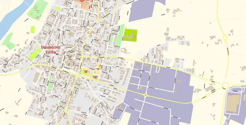Parma Reggio Emilia Italy Map Vector Exact City Plan High Detailed Street Map editable Adobe Illustrator in layers
