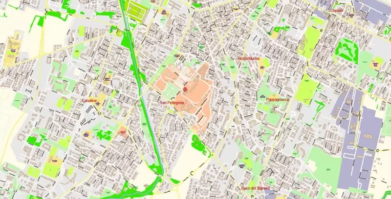 Parma Reggio Emilia Italy Map Vector Exact City Plan High Detailed Street Map editable Adobe Illustrator in layers