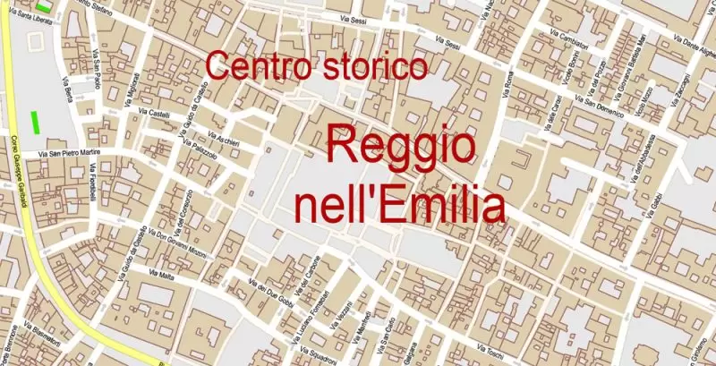 Parma Reggio Emilia Italy Map Vector Exact City Plan High Detailed Street Map editable Adobe Illustrator in layers