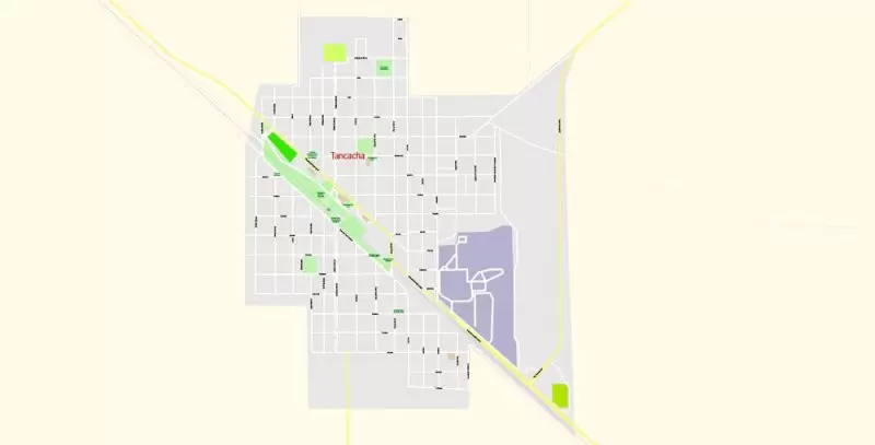 Tancacha Argentina PDF Map Vector Exact City Plan High Detailed Street Map editable Adobe PDF in layers