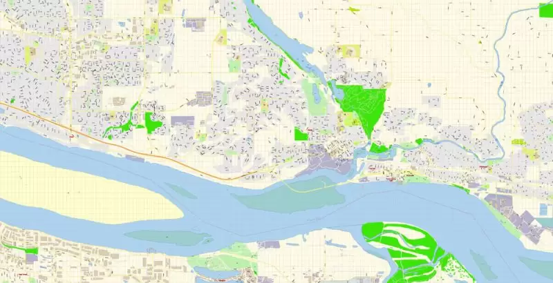 Vancouver Washington US Map Vector Exact City Plan High Detailed Street Map Adobe Illustrator in layers