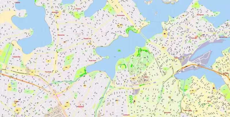 Sydney Australia DWG Map Vector Exact City Plan High Detailed Street Map AutoCAD + Adobe PDF in layers