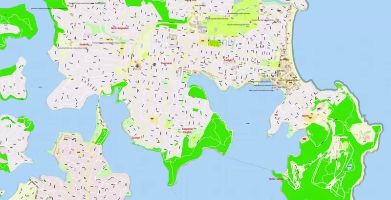 Sydney Australia DWG Map Vector Exact City Plan High Detailed Street Map AutoCAD + Adobe PDF in layers