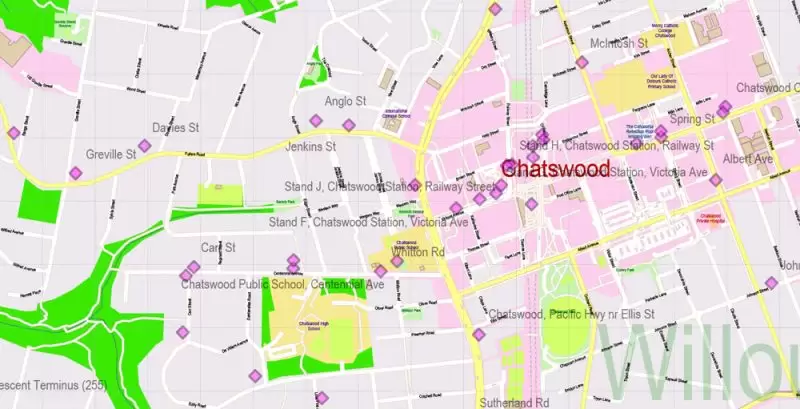Sydney Australia DWG Map Vector Exact City Plan High Detailed Street Map AutoCAD + Adobe PDF in layers