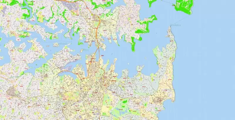 Sydney Australia DWG Map Vector Exact City Plan High Detailed Street Map AutoCAD + Adobe PDF in layers