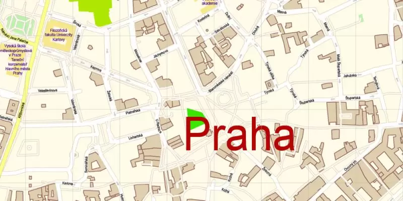 Prague Czech Republic Map Vector Exact City Plan High Detailed Street Map editable Adobe Illustrator in layers