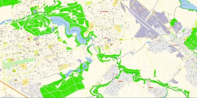 Prague Czech Republic Map Vector Exact City Plan High Detailed Street Map editable Adobe Illustrator in layers