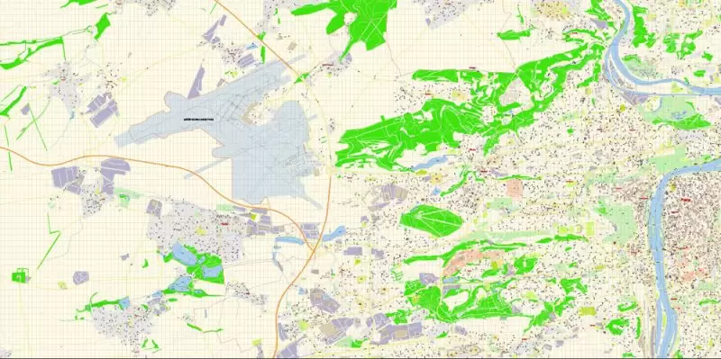 Prague Czech Republic Map Vector Exact City Plan High Detailed Street Map editable Adobe Illustrator in layers