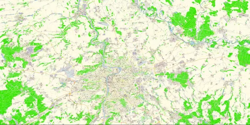 Prague Czech Republic Map Vector Exact City Plan High Detailed Street Map editable Adobe Illustrator in layers