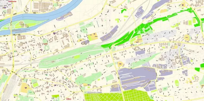 Prague Czech Republic Map Vector Exact City Plan High Detailed Street Map editable Adobe Illustrator in layers