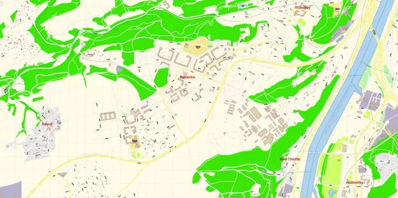 Prague Czech Republic Map Vector Exact City Plan High Detailed Street Map editable Adobe Illustrator in layers