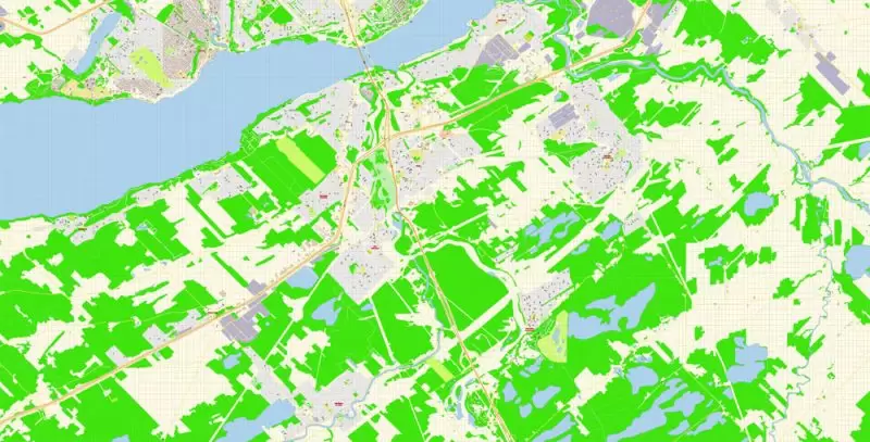 Quebec City Canada Map Vector Exact City Plan High Detailed Street Map editable Adobe Illustrator in layers