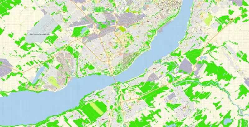 Quebec City Canada Map Vector Exact City Plan High Detailed Street Map editable Adobe Illustrator in layers