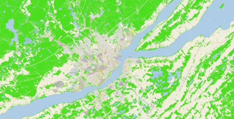 Quebec City Canada Map Vector Exact City Plan High Detailed Street Map editable Adobe Illustrator in layers