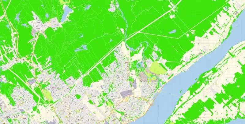 Quebec City Canada Map Vector Exact City Plan High Detailed Street Map editable Adobe Illustrator in layers