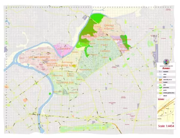Printable Vector Map of Santo Domingo NordEste School Areas detailed City Plan