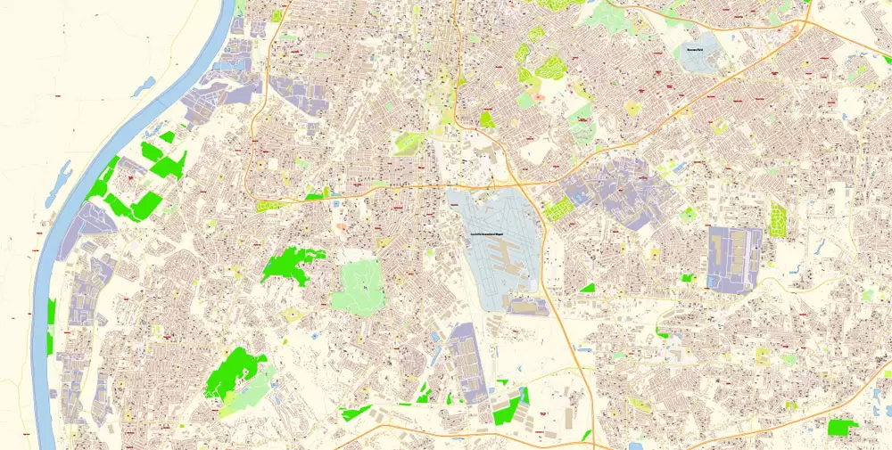Louisville Kentucky US Map Vector Exact City Plan High Detailed Street Map editable Adobe Illustrator in layers