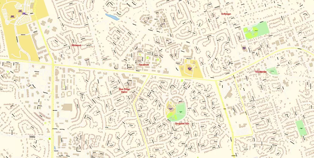 Louisville Kentucky US Map Vector Exact City Plan High Detailed Street Map editable Adobe Illustrator in layers