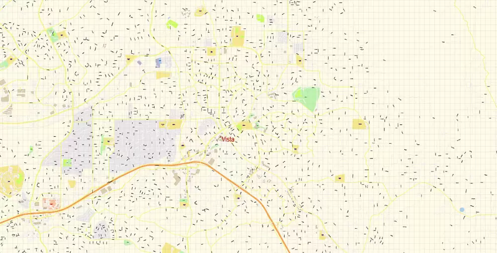 Vista California US Map Vector Exact City Plan High Detailed Street Map editable Adobe Illustrator in layers