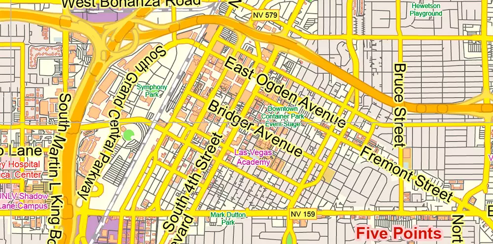 Las Vegas Nevada US Map Vector Exact City Plan Low Detailed Street Map editable Adobe Illustrator in layers
