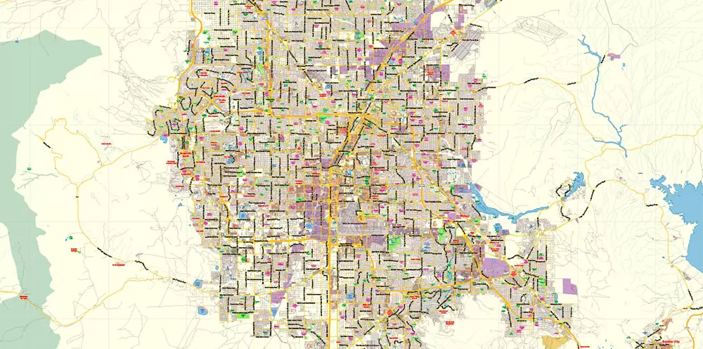 Las Vegas Nevada US Map Vector Exact City Plan Low Detailed Street Map editable Adobe Illustrator in layers