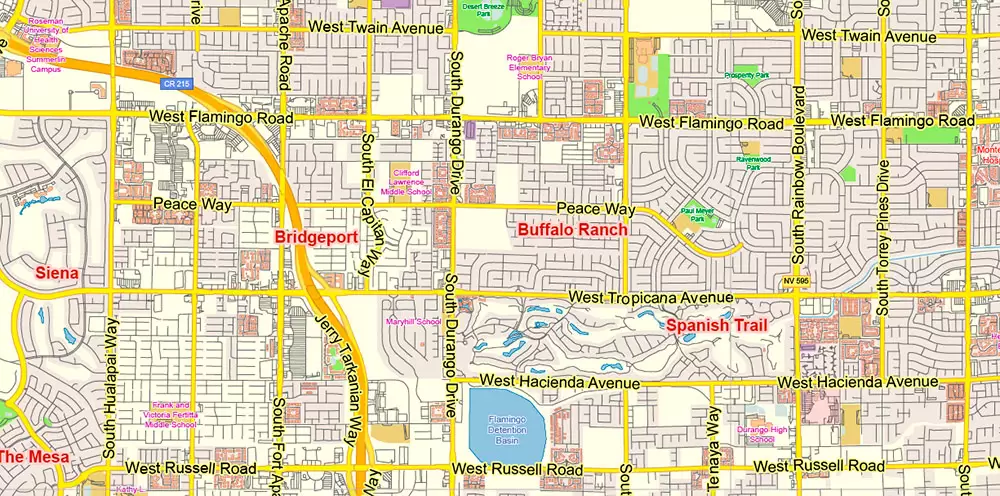 Las Vegas Nevada US Map Vector Exact City Plan Low Detailed Street Map editable Adobe Illustrator in layers