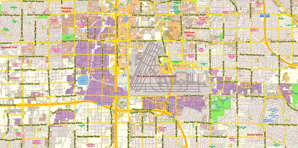 Las Vegas Nevada US Map Vector Exact City Plan Low Detailed Street Map editable Adobe Illustrator in layers