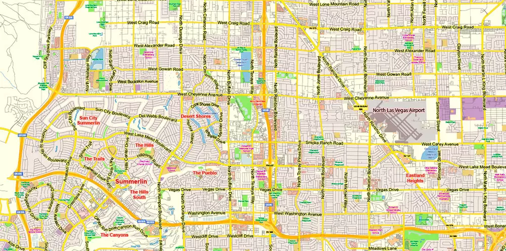 Las Vegas Nevada US Map Vector Exact City Plan Low Detailed Street Map editable Adobe Illustrator in layers
