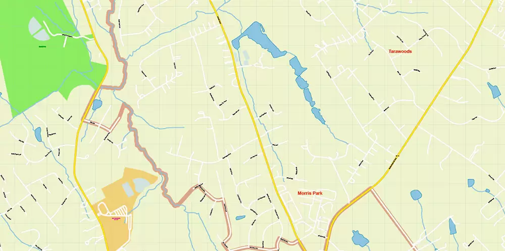 Mecklenburg County Charlotte North Carolina US Map Vector Exact City and County Plan High Detailed Street Map + admin + zipcodes editable Adobe Illustrator in layers