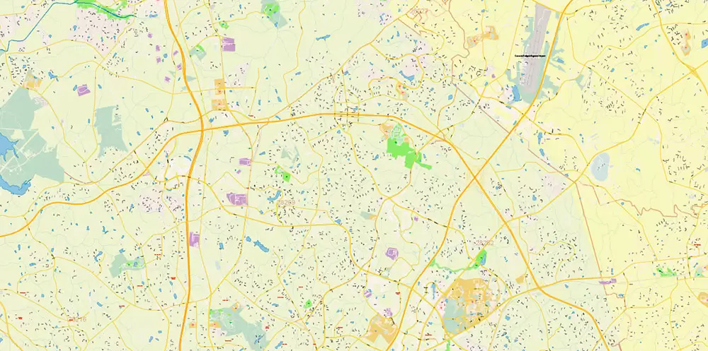 Mecklenburg County Charlotte North Carolina US Map Vector Exact City and County Plan High Detailed Street Map + admin + zipcodes editable Adobe Illustrator in layers