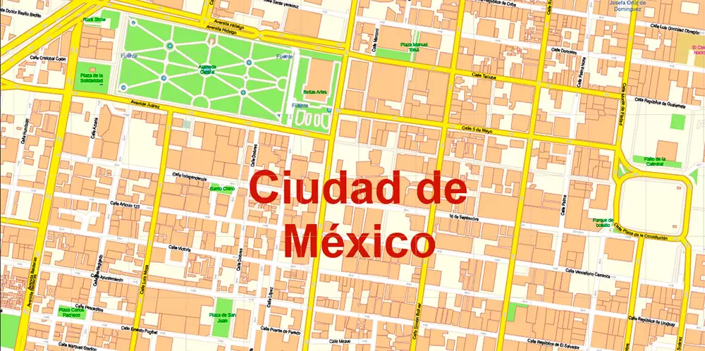 Mexico City Map Vector Exact City Plan High Detailed Street Map editable Adobe Illustrator in layers