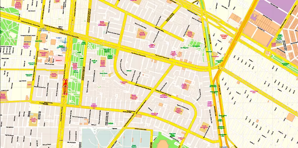 Mexico City Map Vector Exact City Plan High Detailed Street Map editable Adobe Illustrator in layers