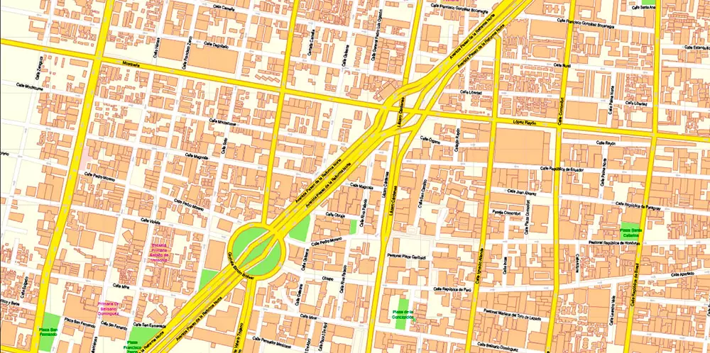 Mexico City Map Vector Exact City Plan High Detailed Street Map editable Adobe Illustrator in layers
