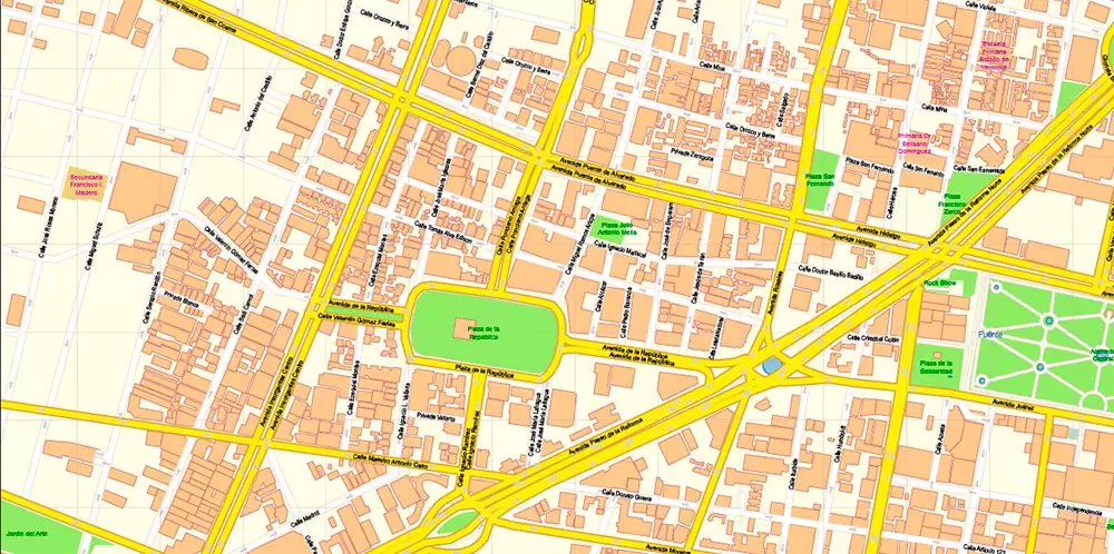 Mexico City Map Vector Exact City Plan High Detailed Street Map editable Adobe Illustrator in layers