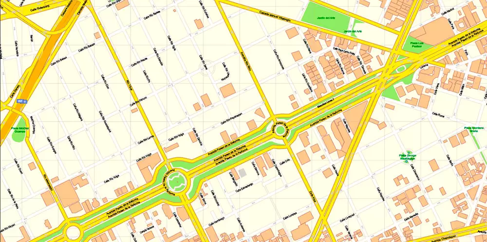 Mexico City Map Vector Exact City Plan High Detailed Street Map editable Adobe Illustrator in layers