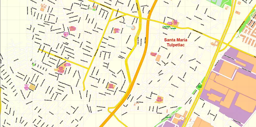 Mexico City Map Vector Exact City Plan High Detailed Street Map editable Adobe Illustrator in layers