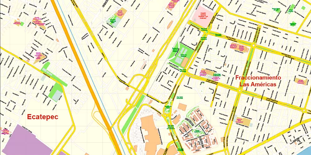 Mexico City Map Vector Exact City Plan High Detailed Street Map editable Adobe Illustrator in layers