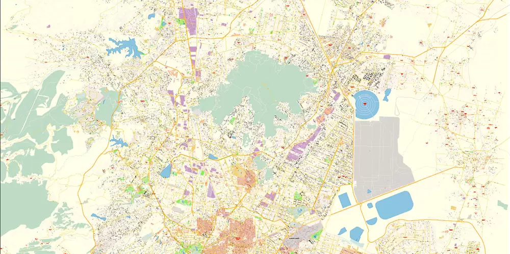 Mexico City Map Vector Exact City Plan High Detailed Street Map editable Adobe Illustrator in layers