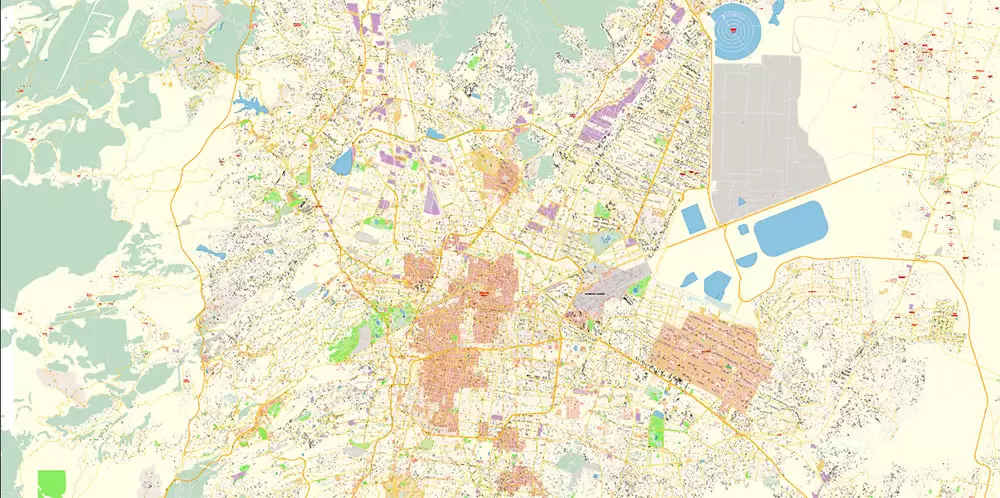 Mexico City Map Vector Exact City Plan High Detailed Street Map editable Adobe Illustrator in layers