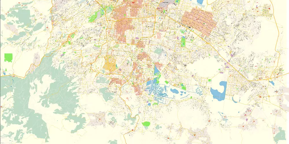 Mexico City Map Vector Exact City Plan High Detailed Street Map editable Adobe Illustrator in layers