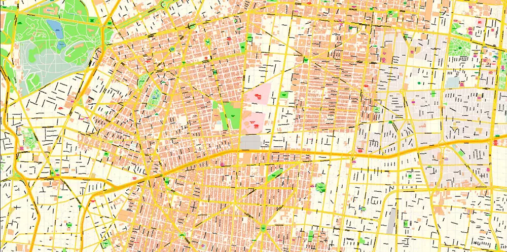 Mexico City Map Vector Exact City Plan High Detailed Street Map editable Adobe Illustrator in layers