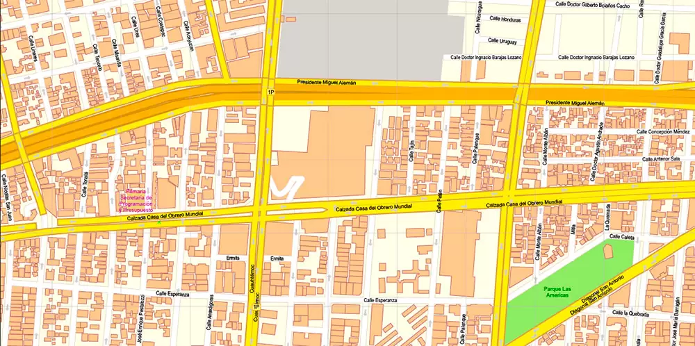 Mexico City Map Vector Exact City Plan High Detailed Street Map editable Adobe Illustrator in layers