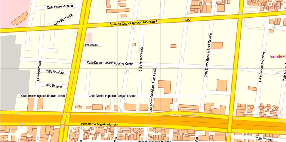 Mexico City Map Vector Exact City Plan High Detailed Street Map editable Adobe Illustrator in layers