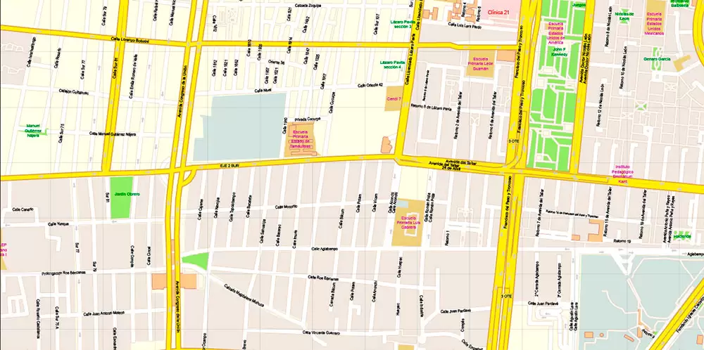 Mexico City Map Vector Exact City Plan High Detailed Street Map editable Adobe Illustrator in layers