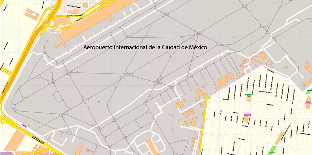 Mexico City Map Vector Exact City Plan High Detailed Street Map editable Adobe Illustrator in layers