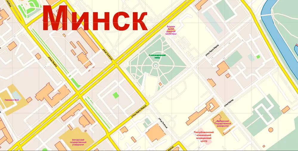 Minsk Belarus PDF Map Vector Exact City Plan High Detailed Street Map editable Adobe PDF in layers