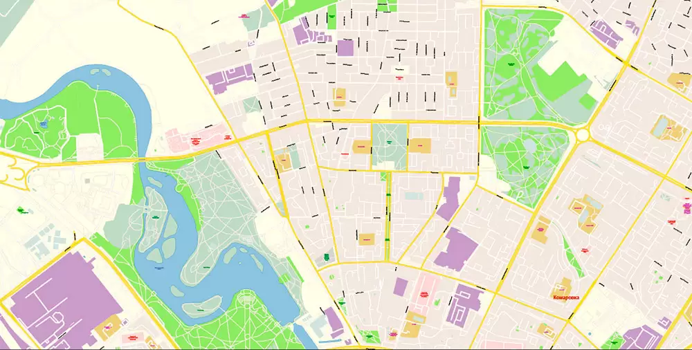 Minsk Belarus PDF Map Vector Exact City Plan High Detailed Street Map editable Adobe PDF in layers
