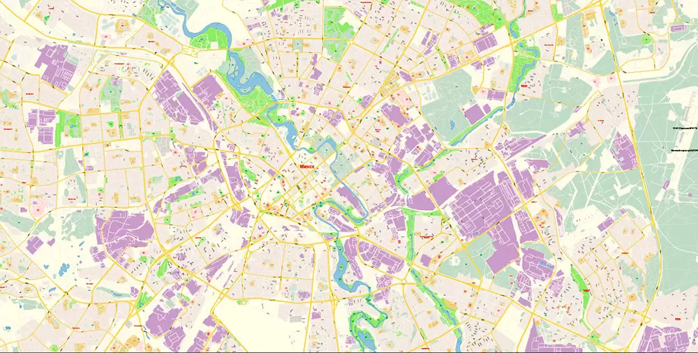 Minsk Belarus PDF Map Vector Exact City Plan High Detailed Street Map editable Adobe PDF in layers
