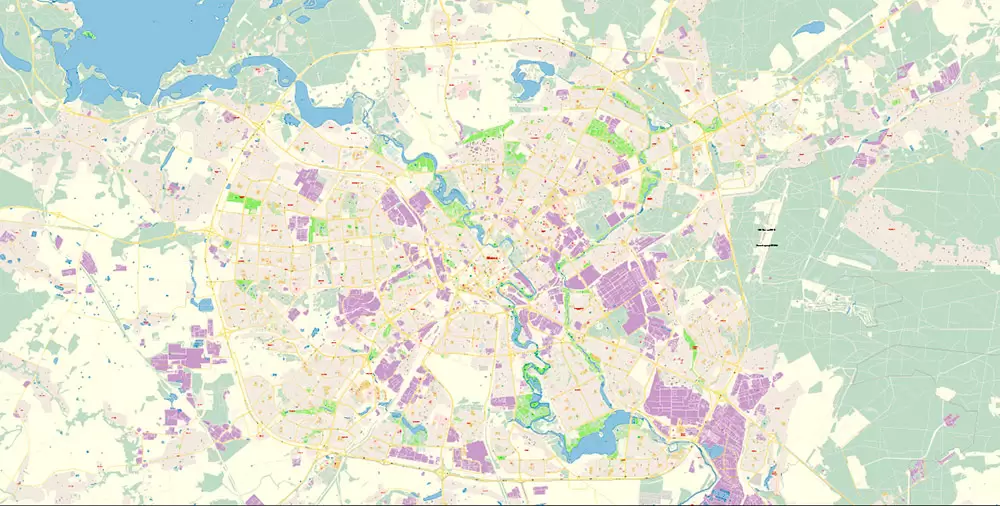 Minsk Belarus PDF Map Vector Exact City Plan High Detailed Street Map editable Adobe PDF in layers