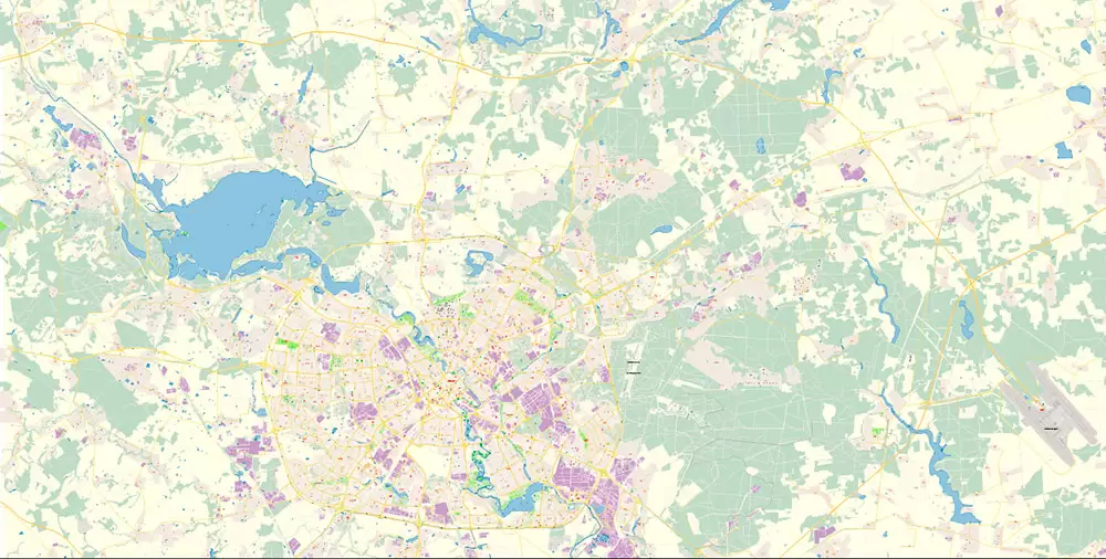 Minsk Belarus PDF Map Vector Exact City Plan High Detailed Street Map editable Adobe PDF in layers